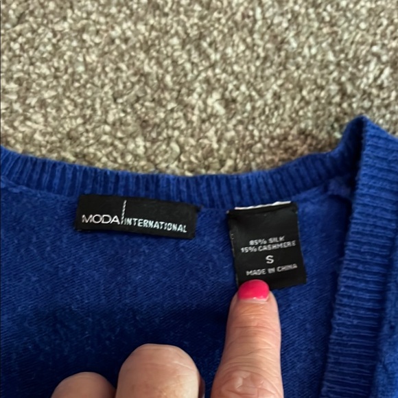 Moda International Blue V-Neck Sweater - Picture 2 of 3